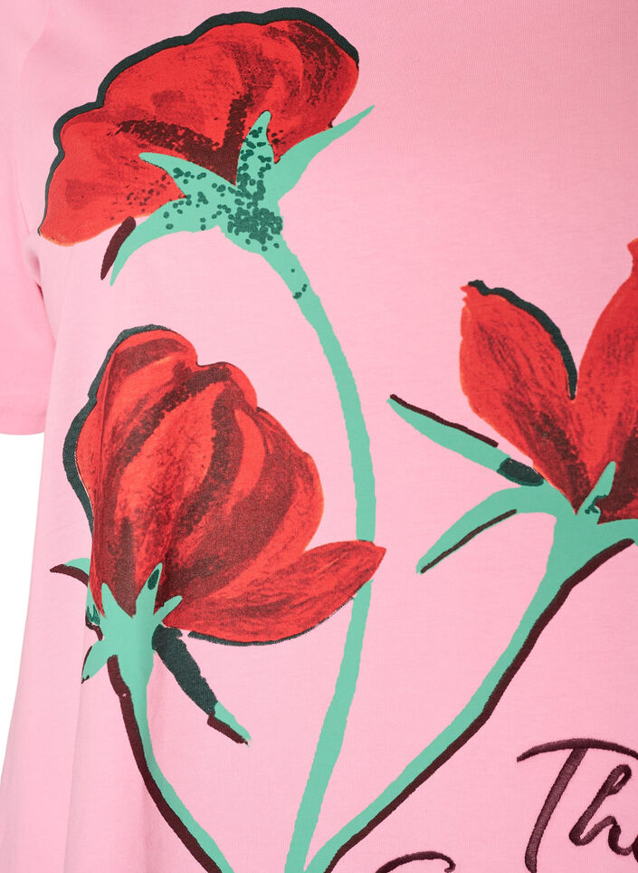 T-shirt i bomuld med print foran, Lyser&oslash;d, Packshot image number 2