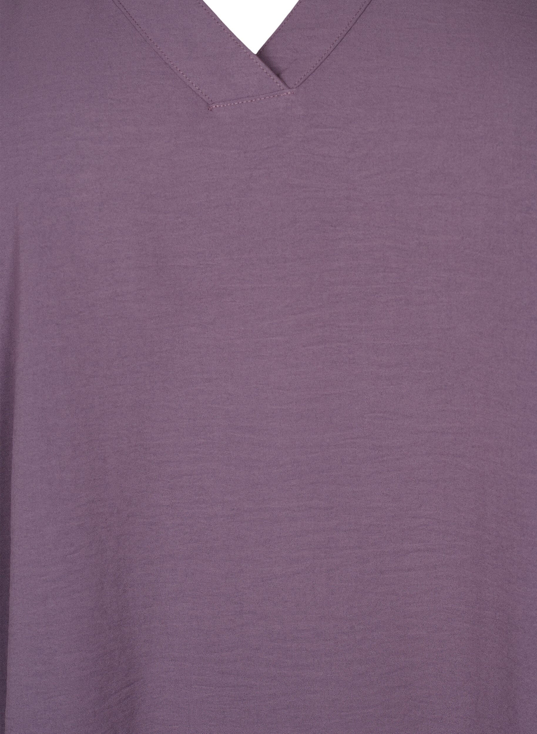 Zizzi Kort&aelig;rmet bluse med a-shape, Vintage Violet, Packshot image number 2