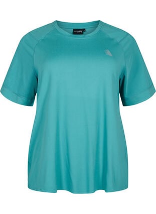 Kortærmet trænings t-shirt med rund hals, Green-Blue Slate, Packshot image number 0