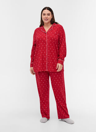 Bomulds natskjorte med print , Tango Red AOP, Model image number 2