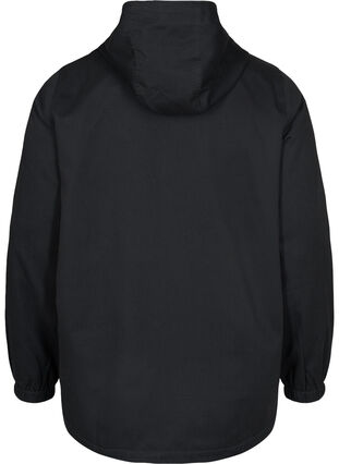 Kort parka jakke med hætte og justerbar bund, Black, Packshot image number 1