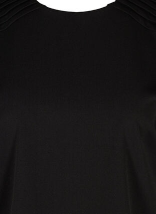 Bluse med 3/4 ærmer og plisséfold, Black, Packshot image number 2