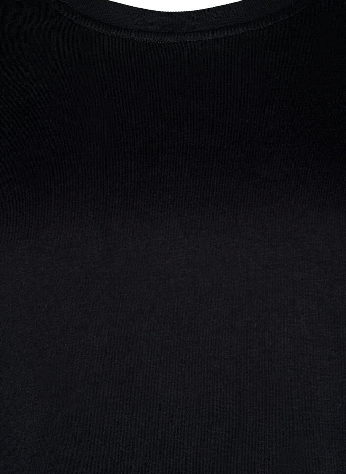 Sweatbluse med broderede udskæringer, Black, Packshot image number 2