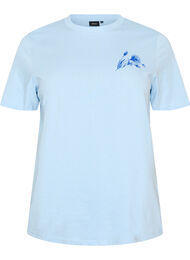 T-shirt i bomuld med print, Bl&aring;