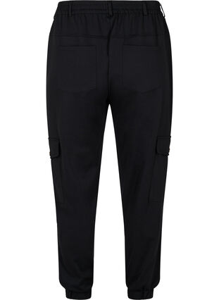 Løse bukser med elastikkant og lommer, Black, Packshot image number 1