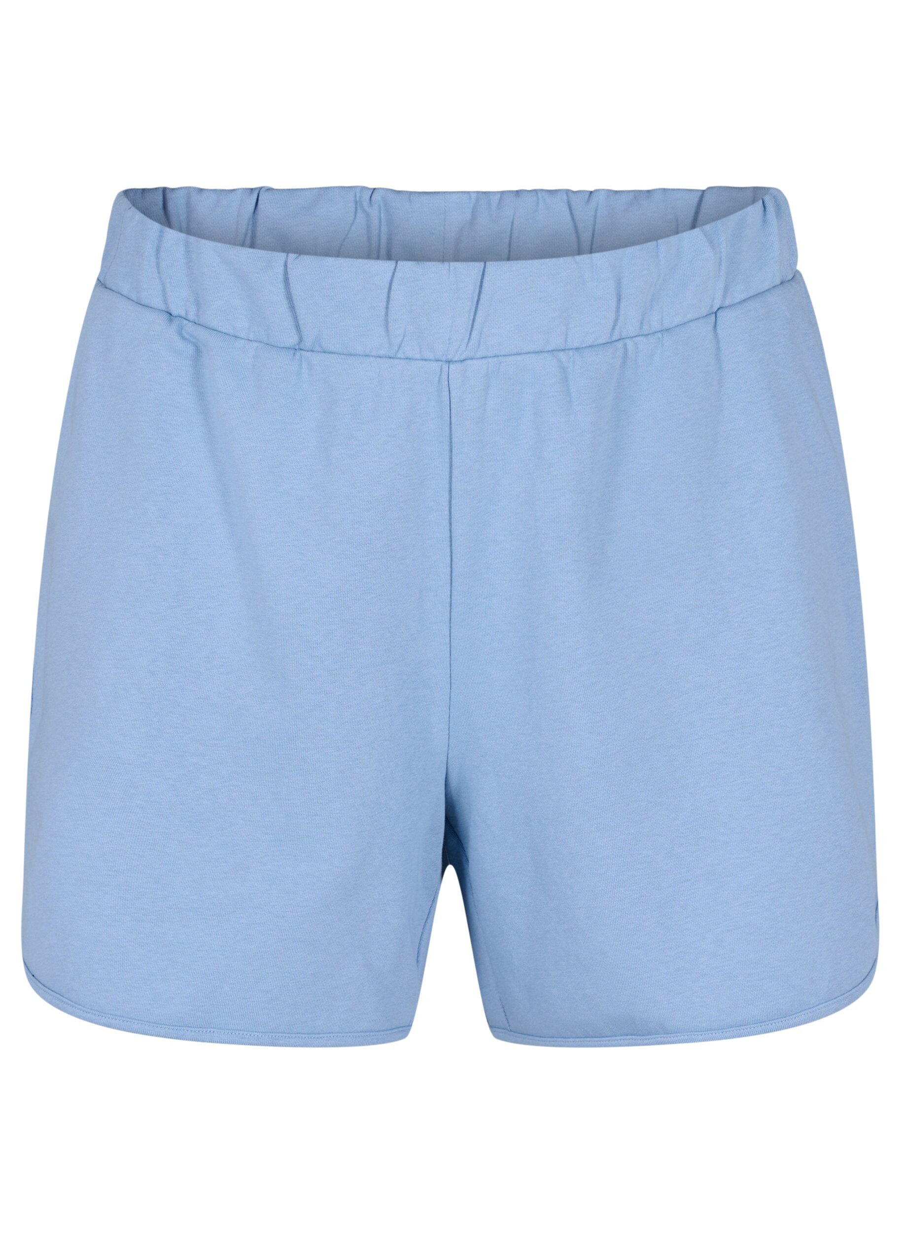Zizzi Ensfarvede sweatshorts med lommer, Faded Denim, Packshot image number 0