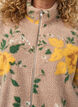 Blomstret fleecejakke med h&oslash;j hals og lynl&aring;s, Beige, Model image number 3