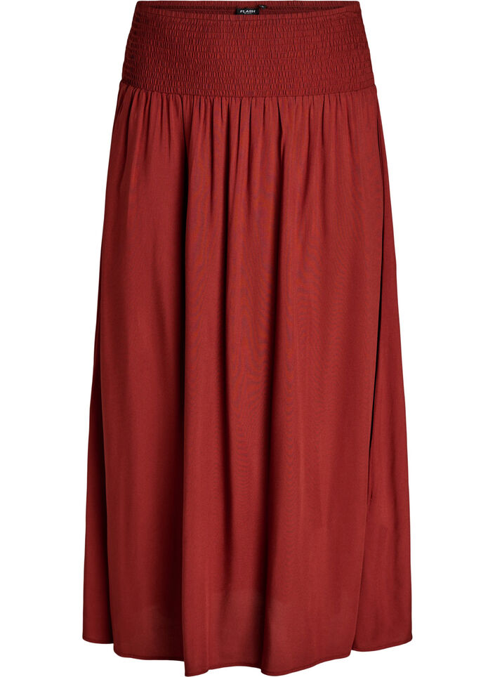 Maxinederdel i viskose med smock, R&oslash;d, Packshot image number 0