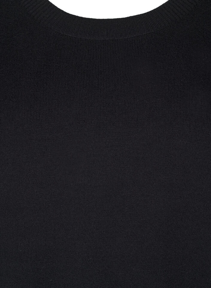 Strikbluse med rund hals, Sort, Packshot image number 2