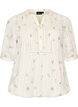 Bluse med print og 1/2 &aelig;rmer, Vanilla, Packshot image number 0