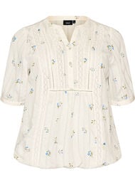 Bluse med print og 1/2 &aelig;rmer, Vanilla