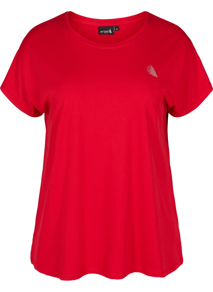 Ensfarvet trænings t-shirt, Haute Red, Packshot image number 0