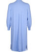 Lang strikcardigan med lommer, Cornflower Blue Mel., Packshot image number 1