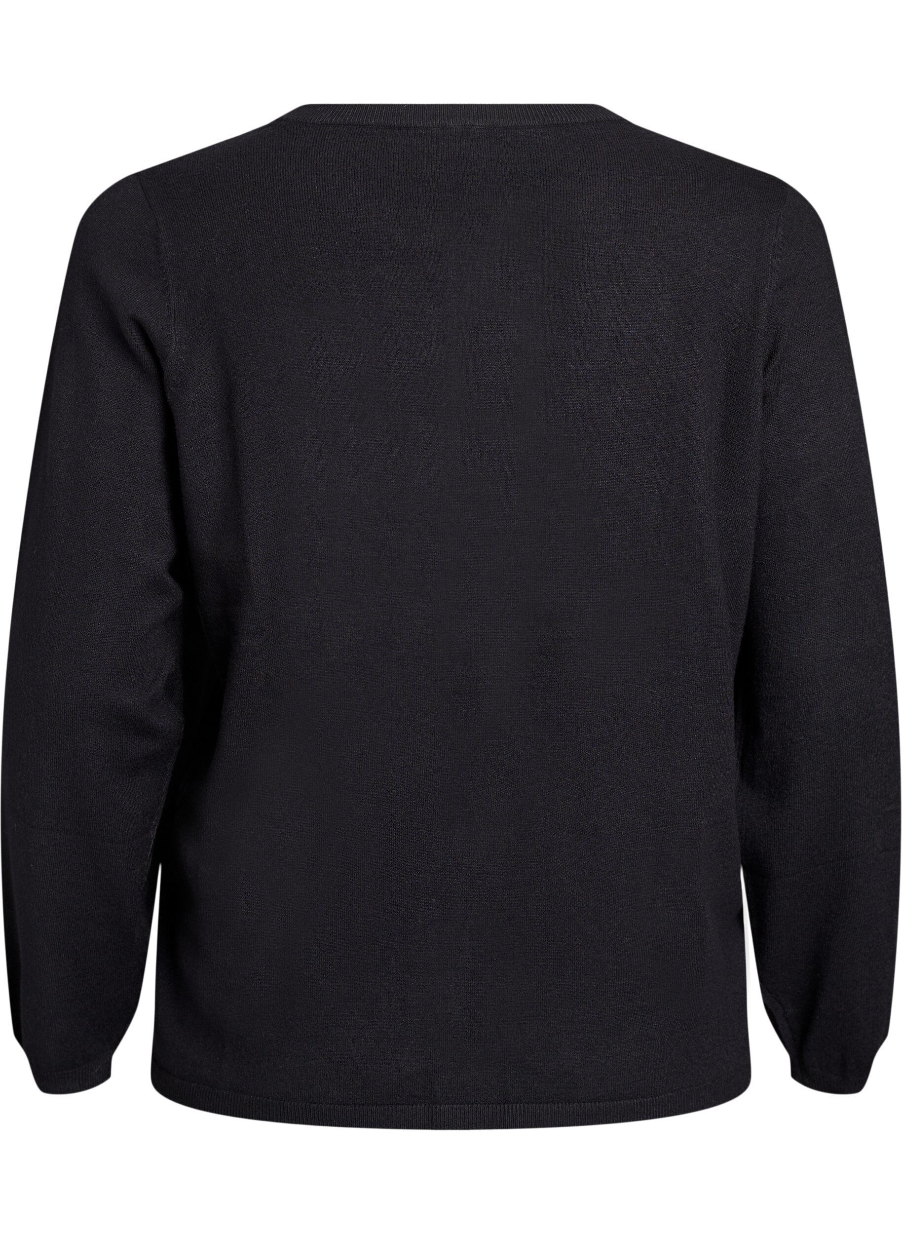 ZizziCardigan med runde knapper, Sort, Packshot image number 1