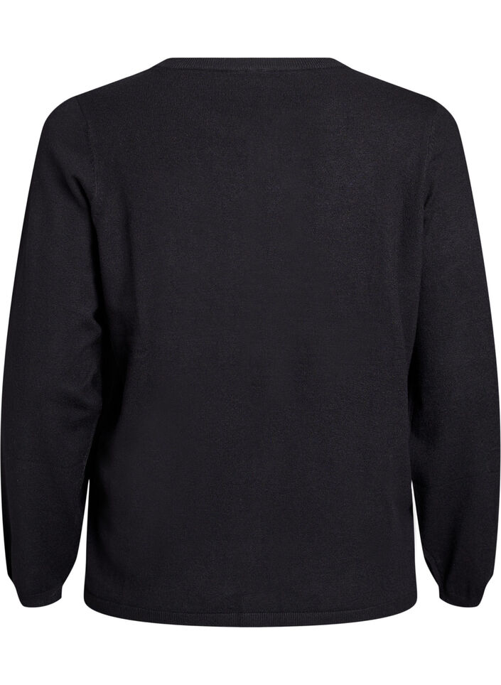 Cardigan med runde knapper, Sort, Packshot image number 1