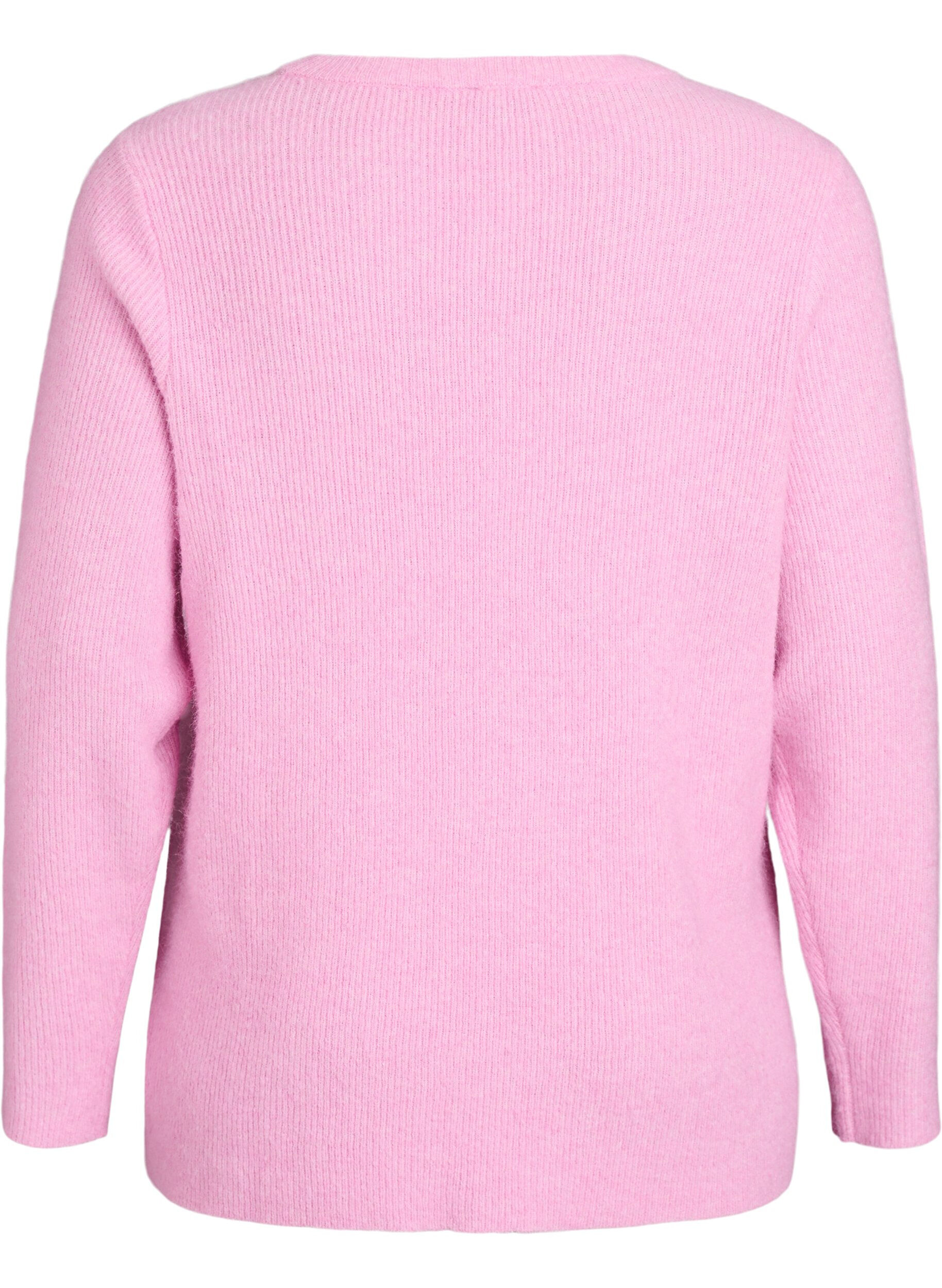 ZizziMeleret strikbluse med rund hals, Lyser&oslash;d, Packshot image number 1