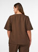 Bluse med glimmer og V-udsk&aelig;ring, Brun, Model image number 2