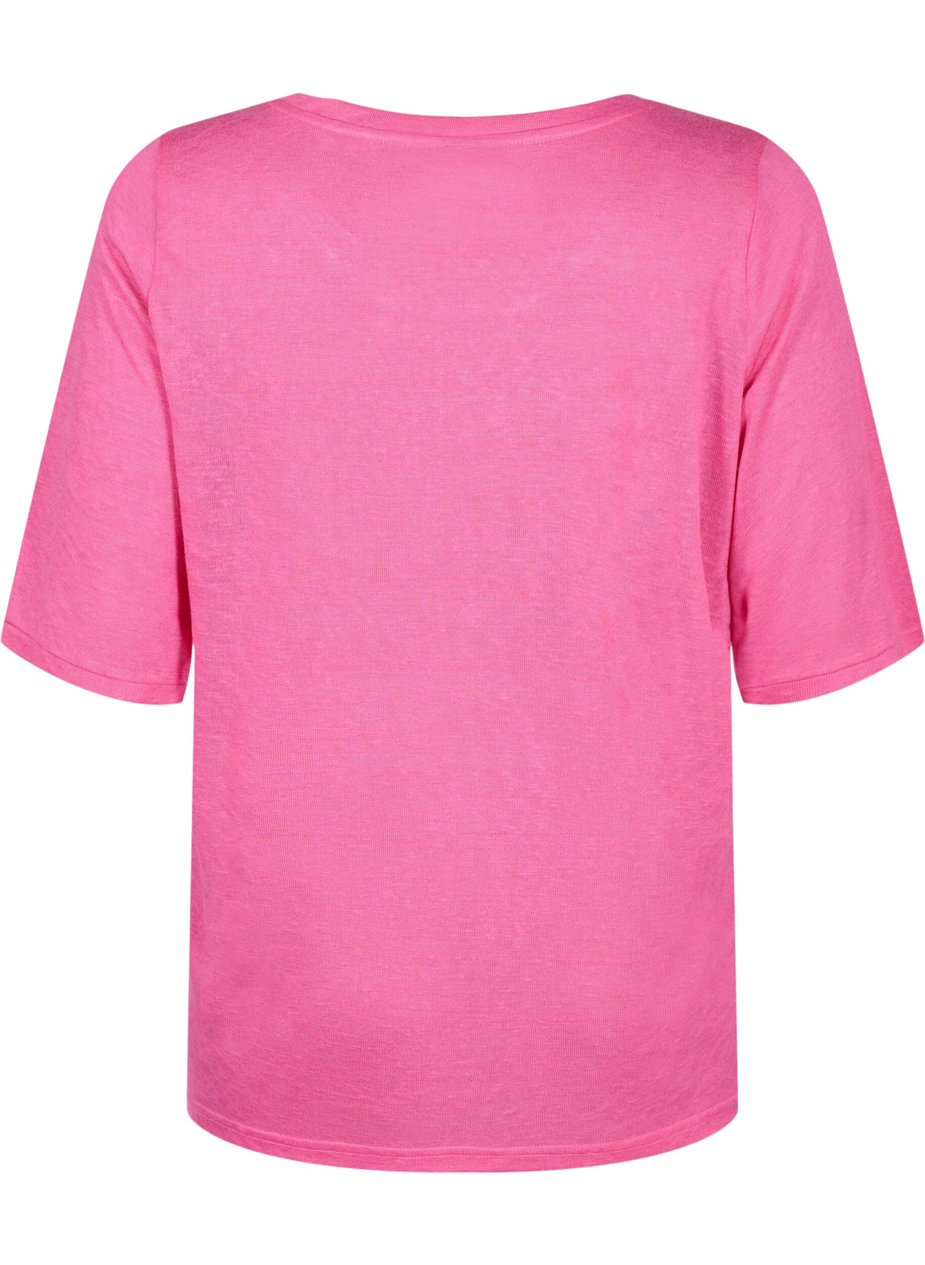 Zizzi Bluse med 3/4 &aelig;rmer, Shocking Pink, Packshot image number 1