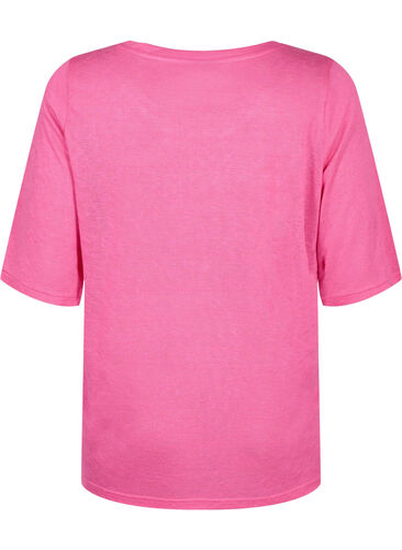 Bluse med 3/4 ærmer, Shocking Pink, Packshot image number 1
