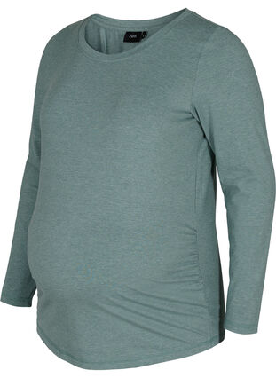 Basis graviditets bluse med lange ærmer, Silver Pine, Packshot image number 0