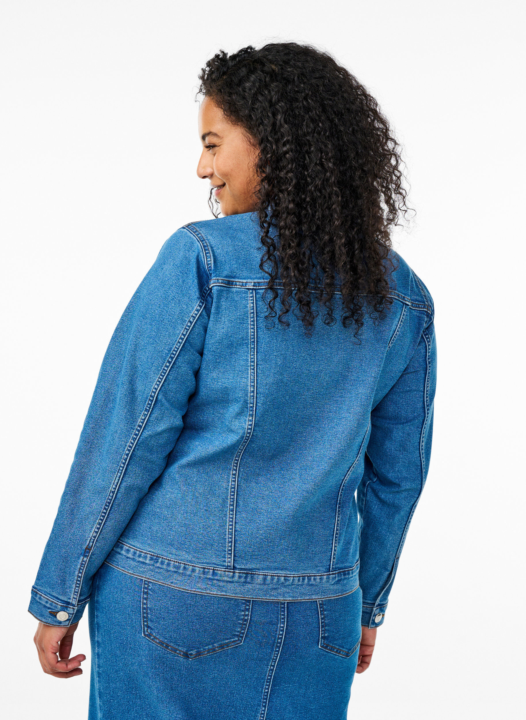 Zizzi FLASH - Denimjakke i stretchy bomuldsmix, Bl&aring;, Model image number 2