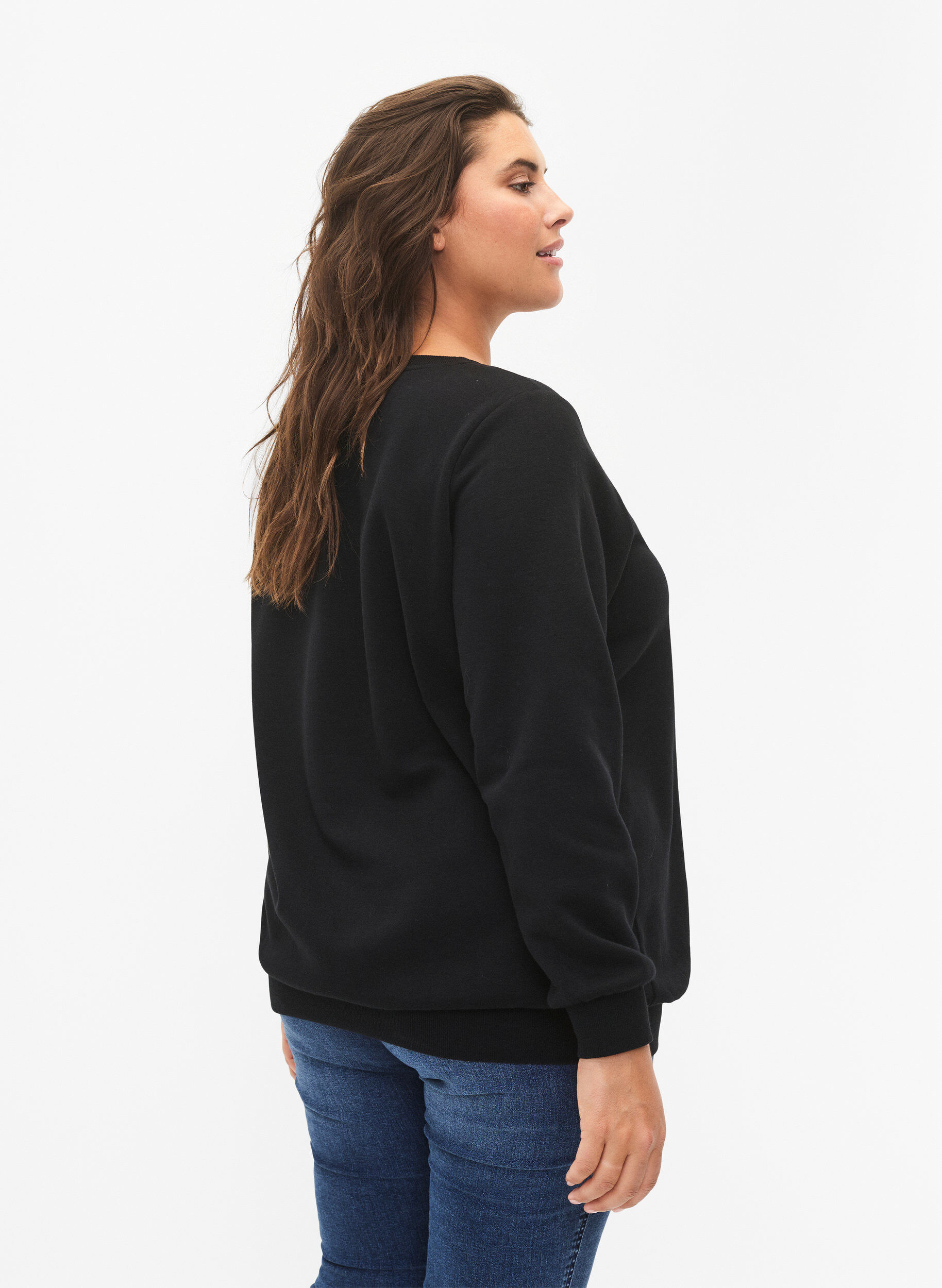 Zizzi Jule sweatshirt, Black LOADING, Model image number 1