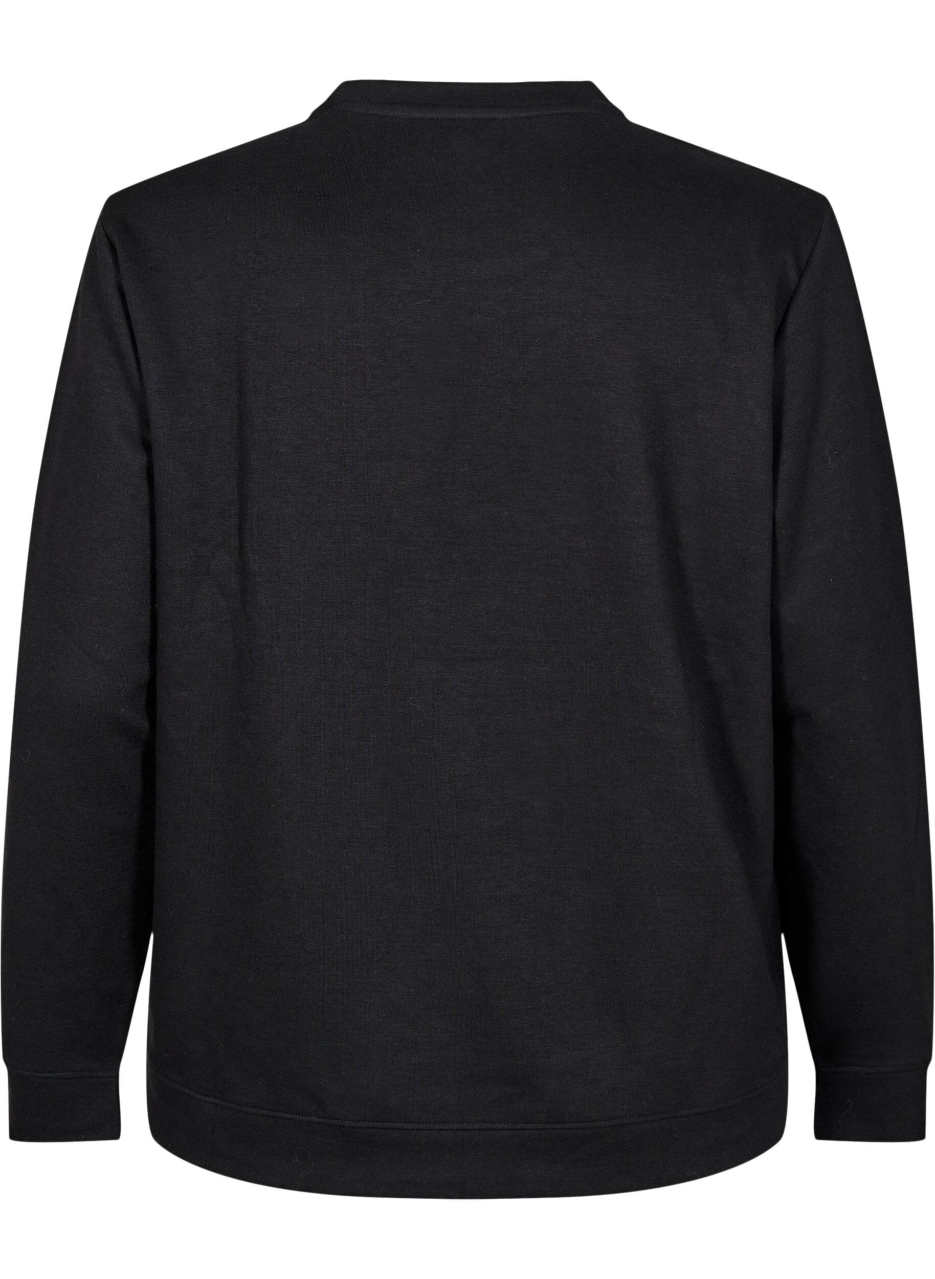 ZizziSweatshirt med rund hals , Sort, Packshot image number 1