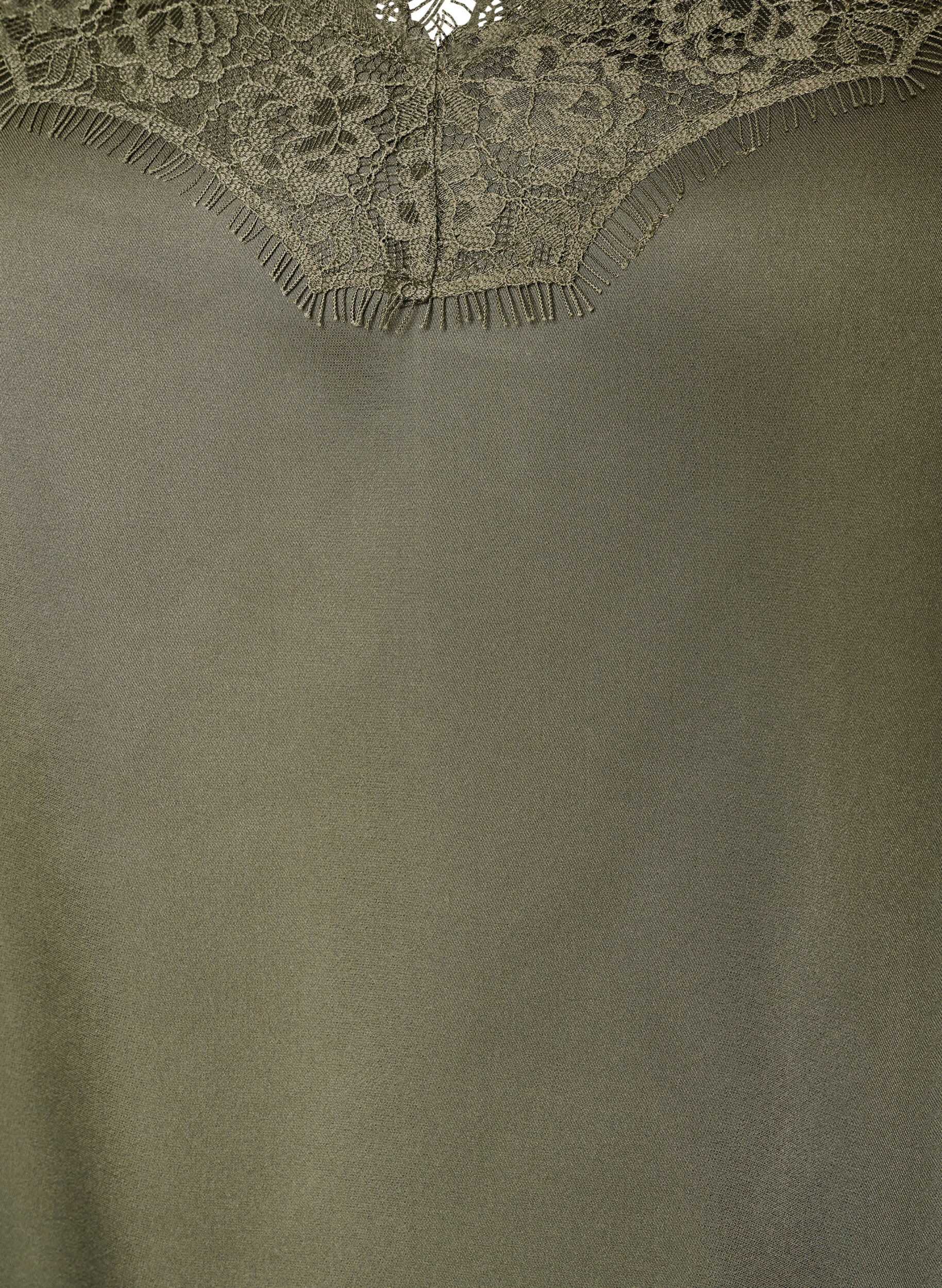 ZizziStroptop med blonder og asymmetrisk kant, Gr&oslash;n, Packshot image number 2