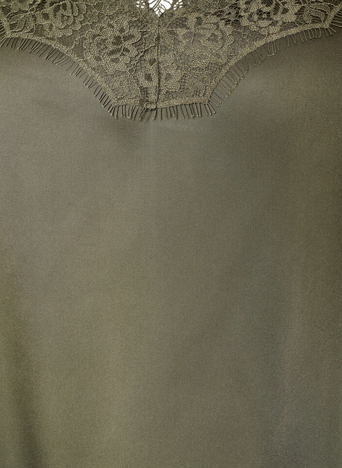 Stroptop med blonder og asymmetrisk kant, Gr&oslash;n, Packshot image number 2
