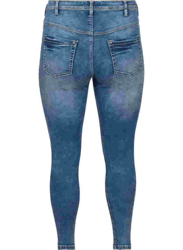 Cropped Amy jeans med lynlås, Blue denim, Packshot image number 1