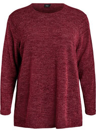 Lang&aelig;rmet bluse med struktur, M&oslash;rk Bordeaux