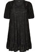Kjole med blomsterstruktur og fl&aelig;sekant, Sort, Packshot image number 0