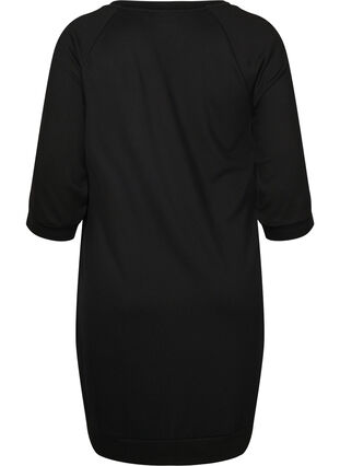 Kjole med 3/4 ærmer og trackbånd, Black, Packshot image number 1