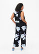 Ærmeløs jumpsuit i viskose, Black Big Flower AOP, Model image number 1