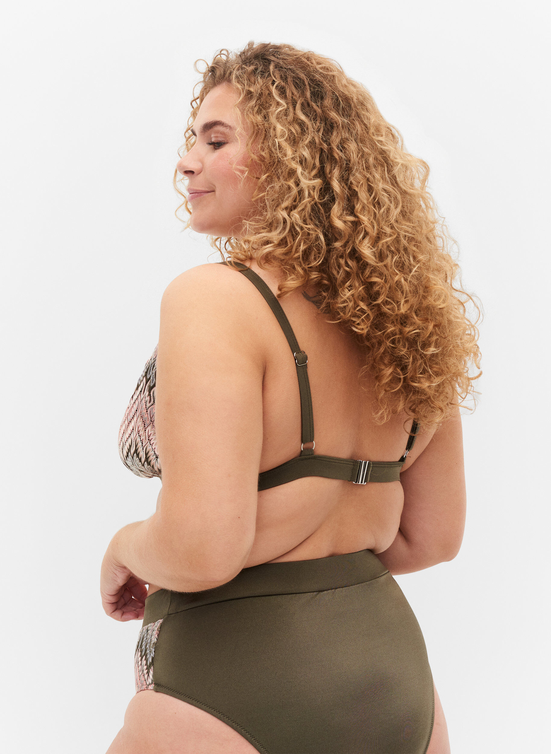 Zizzi M&oslash;nstret trekants bikini bh, Beech AOP, Model image number 1