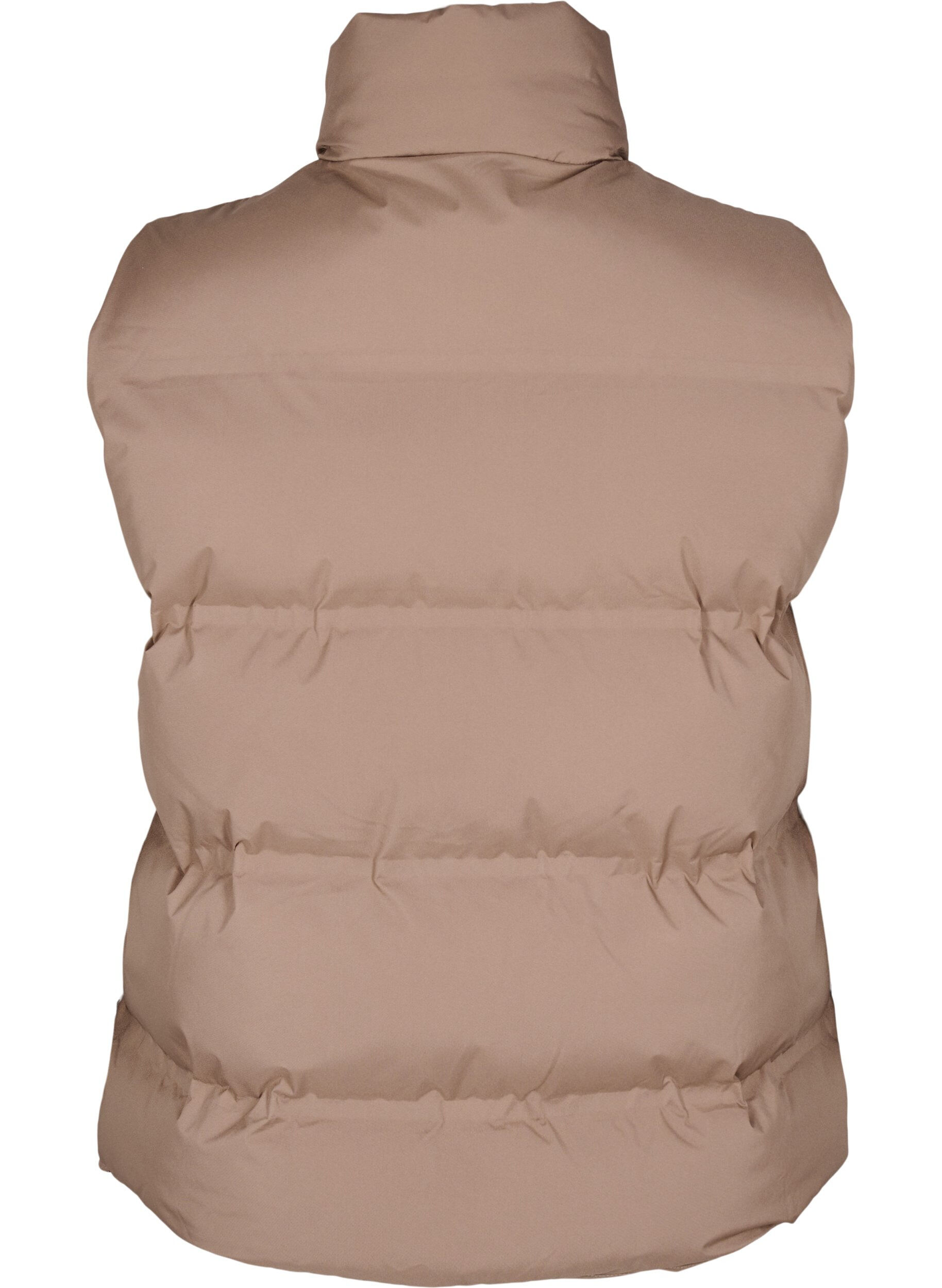 ZizziKort puffervest med h&oslash;j krave, Brun, Packshot image number 1