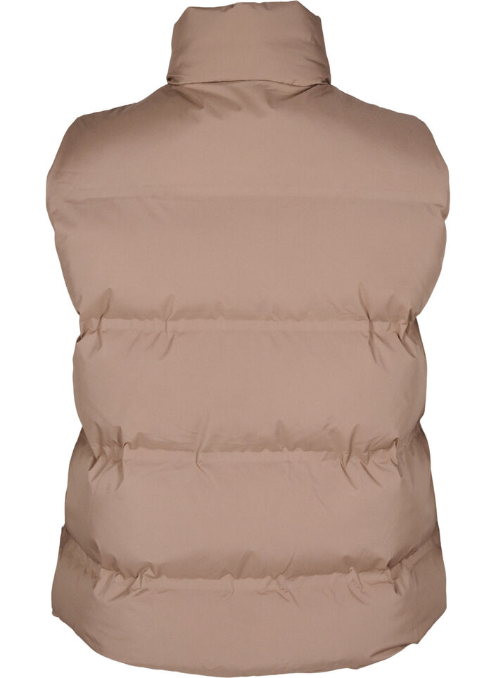 Kort puffervest med h&oslash;j krave, Brun, Packshot image number 1