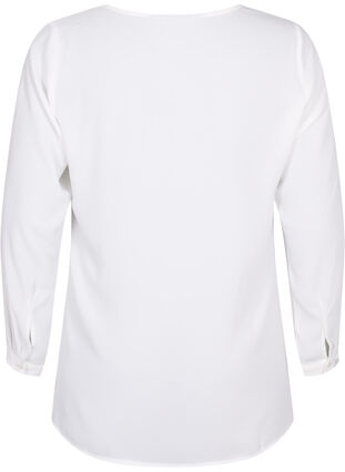 Langærmet skjorte med v-hals, Bright White, Packshot image number 1