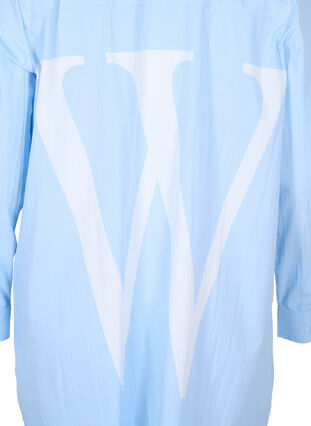 Lang bomuldskjorte med tryk på ryggen, Chambray Blue, Packshot image number 3