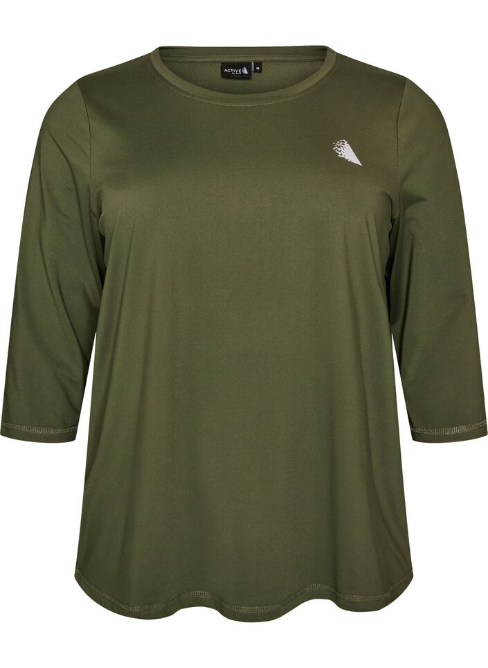 Tr&aelig;ningsbluse med 3/4 &aelig;rmer, Gr&oslash;n, Packshot image number 0