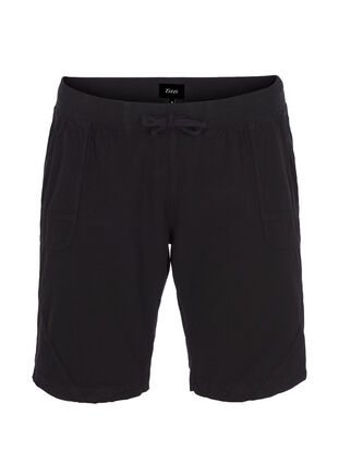 Løse shorts med lommer i bomuld, Black, Packshot image number 0