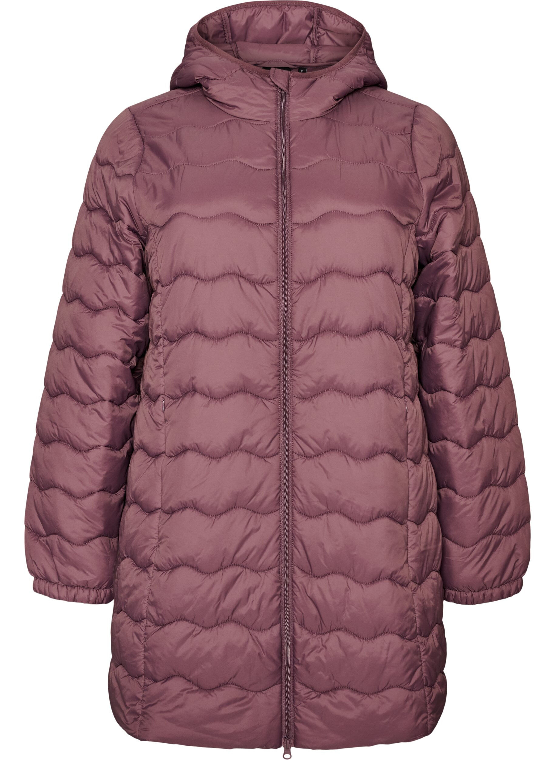 ZizziVatteret jakke med quiltet m&oslash;nster, Lyser&oslash;d, Packshot image number 0