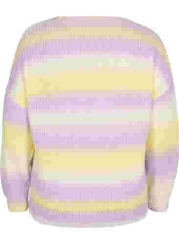 Stribet strikbluse med v-hals, Lavender Comb., Packshot image number 1