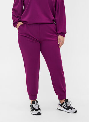Sweatbukser med lommer, Dark Purple, Model image number 2
