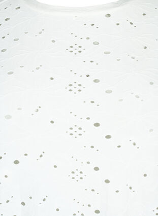 Langærmet bluse med hulmønster, Bright White, Packshot image number 2
