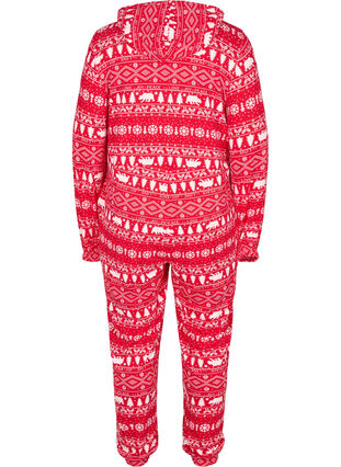 Jule jumpsuit med hætte og lynlås, Christmas AOP, Packshot image number 1