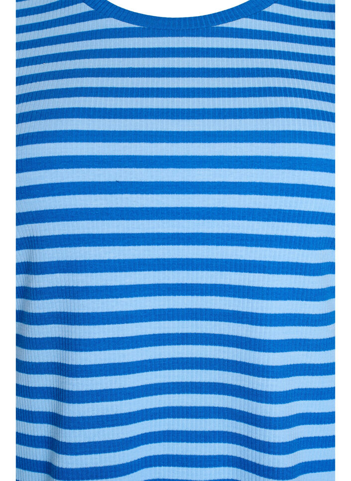 Stribet t-shirt med ribstruktur, Bl&aring;, Packshot image number 2