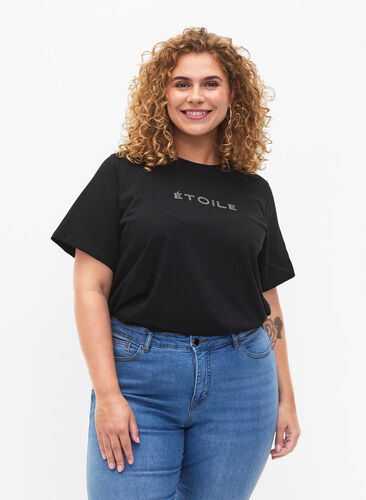Økologisk bomulds t-shirt med tekst, Black ÉTOILE, Model image number 0