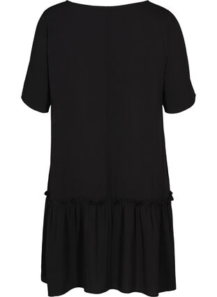 Kort kjole med flæsekant, Black, Packshot image number 1
