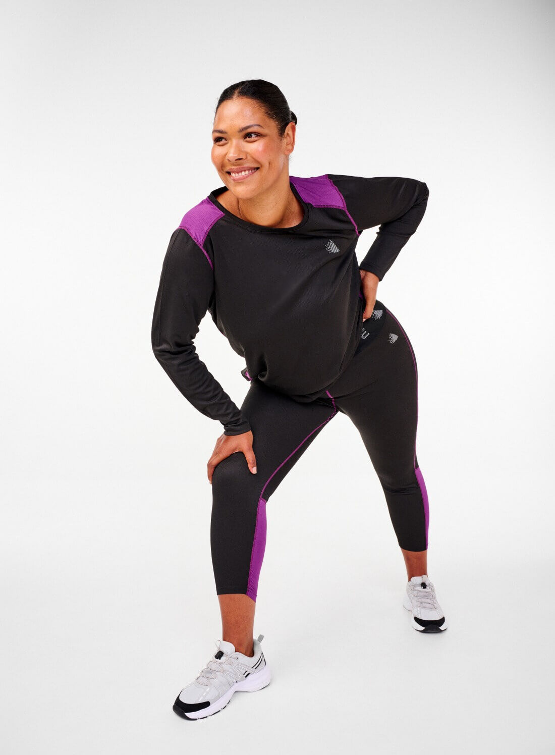 Zizzi Tofarvet skiundertr&oslash;je med lange &aelig;rmer, , Model